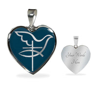 Load image into Gallery viewer, Designs by MyUtopia Shout Out:Cross Dove Fish Christian Faith Personalized Engravable Keepsake Heart Necklace,Stainless Steel / Yes,Necklace
