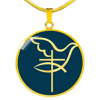 Load image into Gallery viewer, Designs by MyUtopia Shout Out:Cross Dove Fish Christian Faith Personalized Engravable Keepsake Necklace,18k Gold finish on Stainless Steel / No,Necklace
