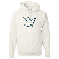 Load image into Gallery viewer, Designs by MyUtopia Shout Out:Cross Dove Fish Christian Symbols Pullover Hoodie,White / S,Pullover Hoodie
