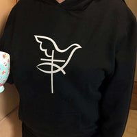 Load image into Gallery viewer, Designs by MyUtopia Shout Out:Cross Dove Fish Christian Symbols Pullover Hoodie
