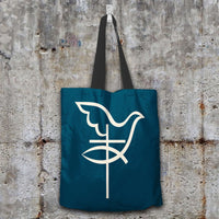 Load image into Gallery viewer, Designs by MyUtopia Shout Out:Cross Dove Fish Fabric Totebag
