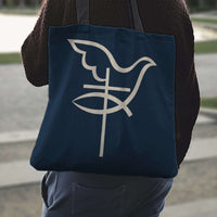Load image into Gallery viewer, Designs by MyUtopia Shout Out:Cross Dove Fish Fabric Totebag
