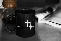 Load image into Gallery viewer, Designs by MyUtopia Shout Out:Cross Heartbeat Ceramic Coffee Mug - Black

