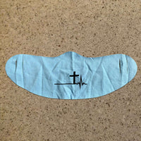 Load image into Gallery viewer, Designs by MyUtopia Shout Out:Cross Heartbeat Fabric Face Covering / Face Mask,Light Blue,Fabric Face Mask
