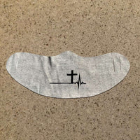 Load image into Gallery viewer, Designs by MyUtopia Shout Out:Cross Heartbeat Fabric Face Covering / Face Mask,Athletic Heather,Fabric Face Mask
