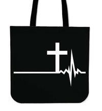 Load image into Gallery viewer, Designs by MyUtopia Shout Out:Cross Heartbeat Fabric Totebag Reusable Shopping Tote

