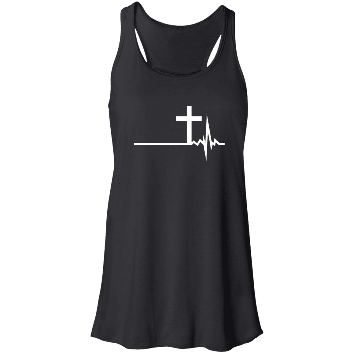 Designs by MyUtopia Shout Out:Cross Heartbeat Flowy Racerback Tank Black,X-Small / Black,Tank Tops