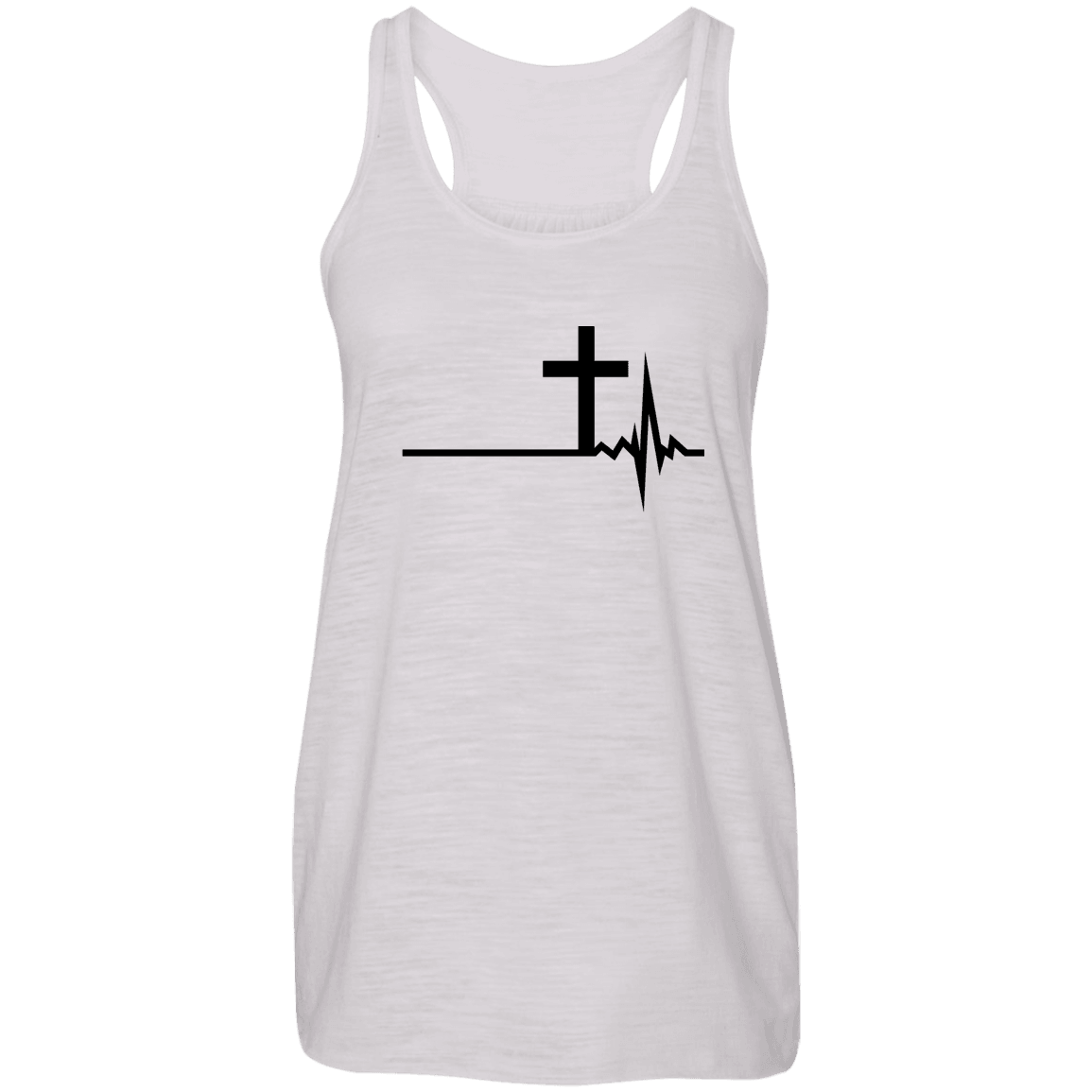 Designs by MyUtopia Shout Out:Cross Heartbeat Ladies Flowy Racer-back Tank Top - White,X-Small / Vintage White,Tank Tops
