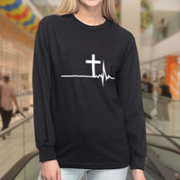 Load image into Gallery viewer, Designs by MyUtopia Shout Out:Cross Heartbeat Long Sleeve Ultra Cotton T-Shirt
