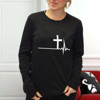 Load image into Gallery viewer, Designs by MyUtopia Shout Out:Cross Heartbeat Long Sleeve Ultra Cotton T-Shirt
