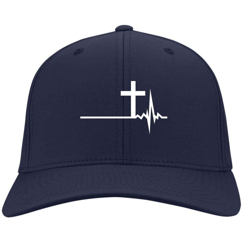 Designs by MyUtopia Shout Out:Cross Heartbeat Structured Twill Cap Baseball Hat,Navy / One Size,Hats