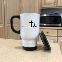 Load image into Gallery viewer, Designs by MyUtopia Shout Out:Cross Heartbeat Travel Mug
