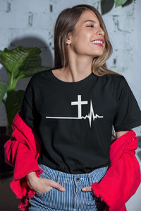 Load image into Gallery viewer, Designs by MyUtopia Shout Out:Cross Heartbeat Ultra Cotton Unisex T-Shirt
