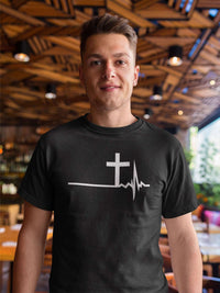 Load image into Gallery viewer, Designs by MyUtopia Shout Out:Cross Heartbeat Ultra Cotton Unisex T-Shirt
