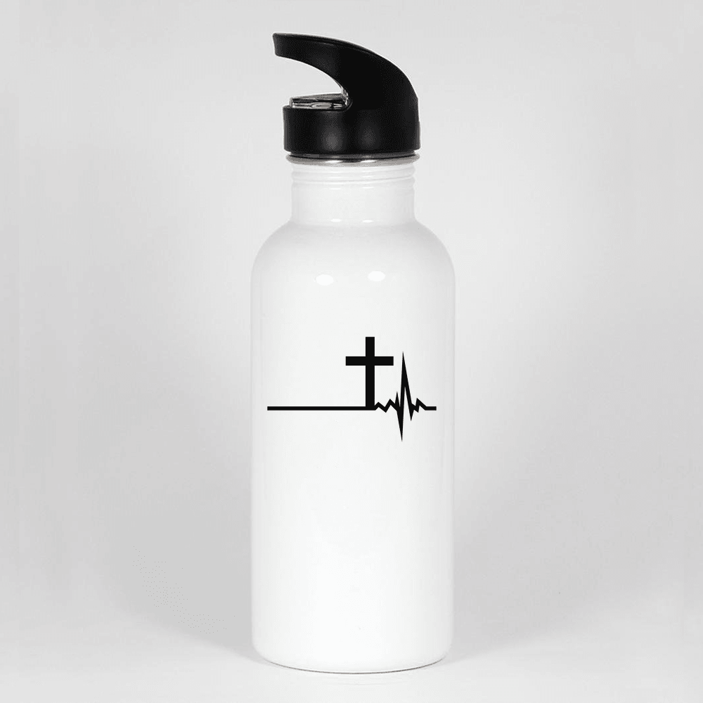 Designs by MyUtopia Shout Out:Cross Heartbeat Water Bottles,Default Title,Water Bottles