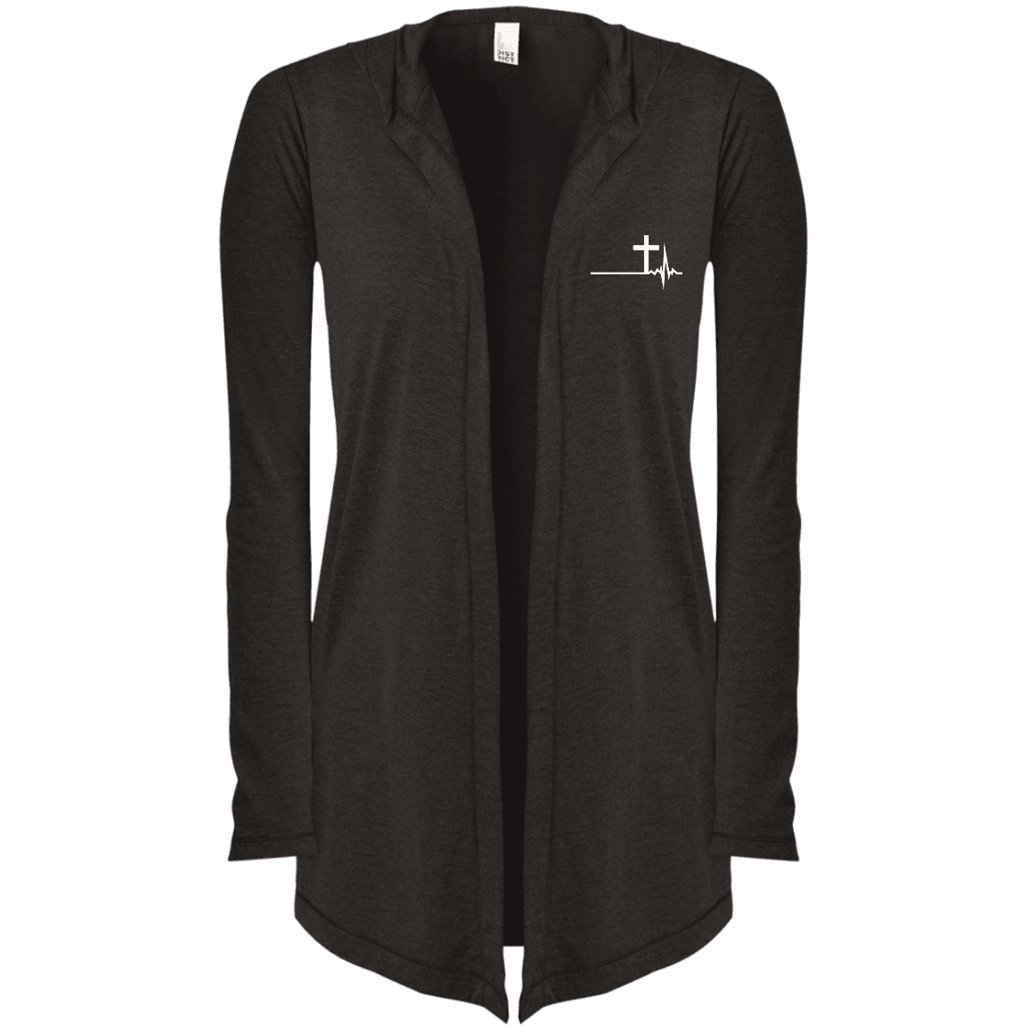 Designs by MyUtopia Shout Out:Cross Heartbeat Women's Hooded Cardigan,X-Small / Black Frost,Sweatshirts