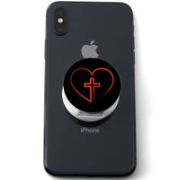 Load image into Gallery viewer, Designs by MyUtopia Shout Out:Cross In Heart - Jesus is in my heart Hinged Phone Grip for Smartphones and Tablets
