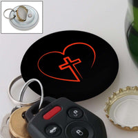 Load image into Gallery viewer, Designs by MyUtopia Shout Out:Cross in Heart - Jesus is in My Heart Magnetic Keychain and Bottle Opener,Black,Keychain bottle opener
