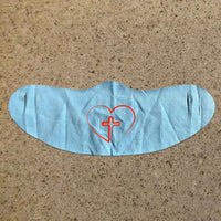 Load image into Gallery viewer, Designs by MyUtopia Shout Out:Cross In Heart Fabric Face Covering / Face Mask,Light Blue,Fabric Face Mask
