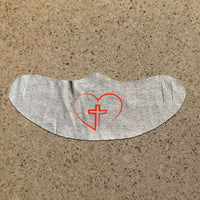 Load image into Gallery viewer, Designs by MyUtopia Shout Out:Cross In Heart Fabric Face Covering / Face Mask,Athletic Heather,Fabric Face Mask
