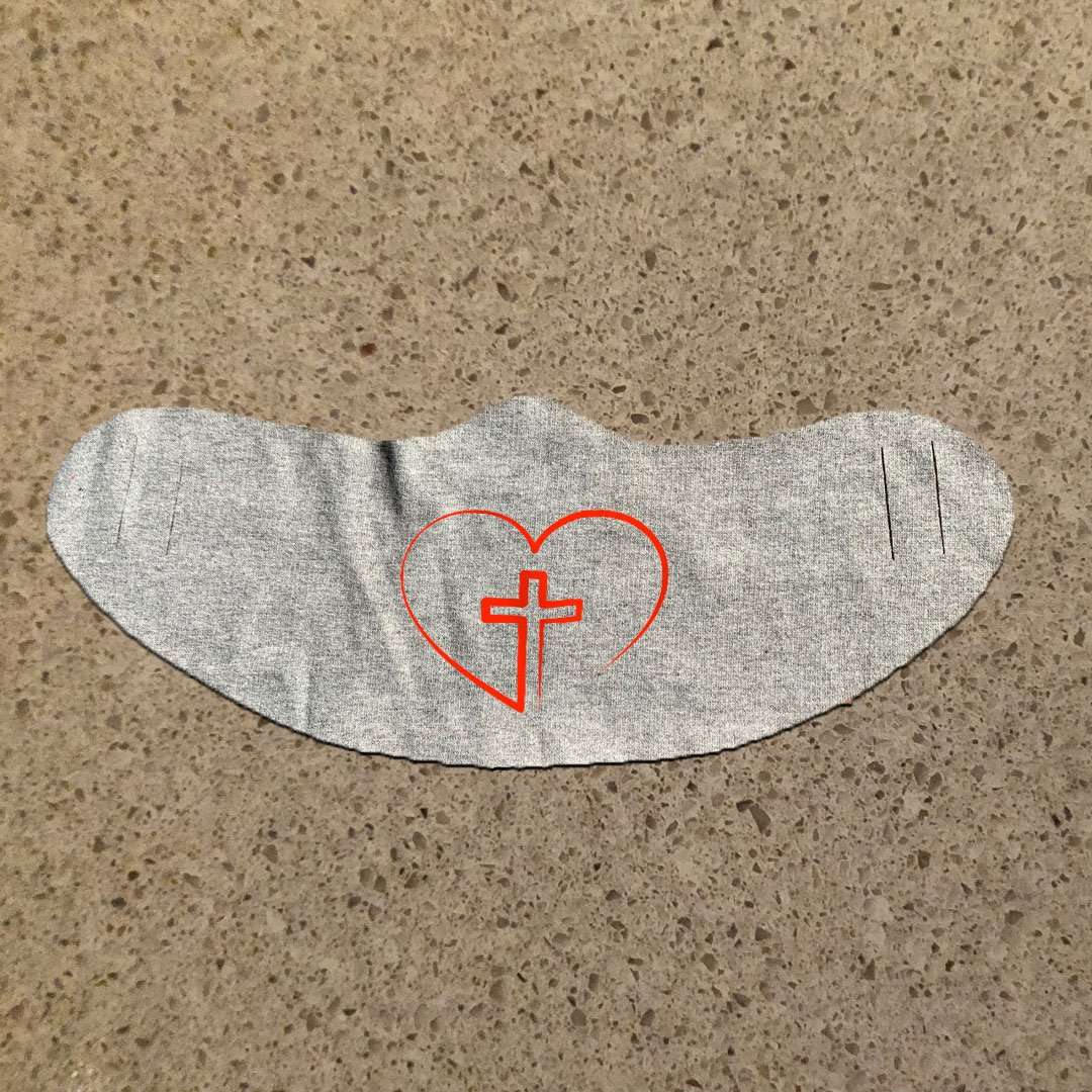 Designs by MyUtopia Shout Out:Cross In Heart Fabric Face Covering / Face Mask,Athletic Heather,Fabric Face Mask