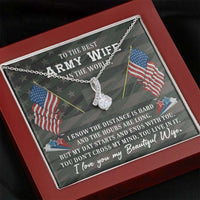 Load image into Gallery viewer, Designs by MyUtopia Shout Out:Cubic Zirconia Ribbon Necklace with To My Army Wife Message Card,Mahogany Style Luxury Box / 14K White Gold Finish,Alluring Beauty Necklace
