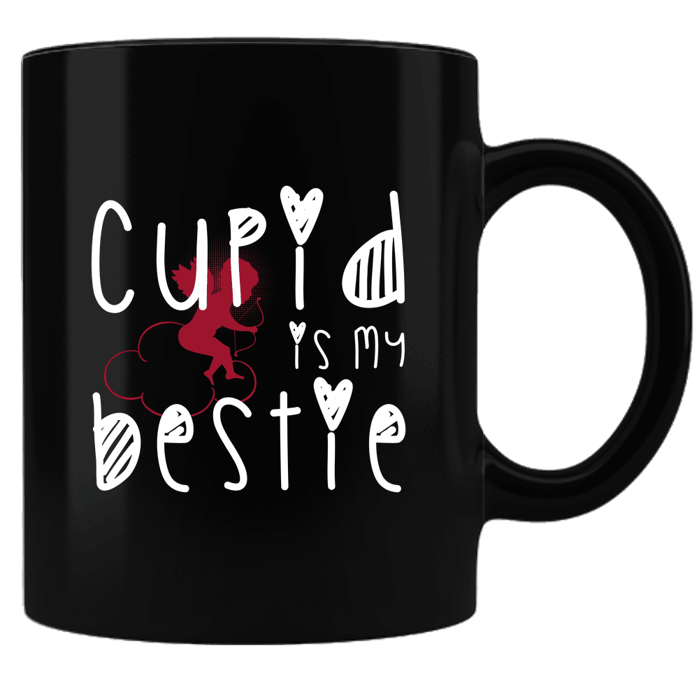 Designs by MyUtopia Shout Out:Cupid Is My Bestie Valentines Day Gift Humor Ceramic Black Coffee Mug,Default Title,Ceramic Coffee Mug