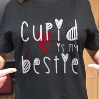 Load image into Gallery viewer, Designs by MyUtopia Shout Out:Cupid Is My Bestie Valentines Day Humor Adult Unisex T-Shirt
