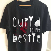 Load image into Gallery viewer, Designs by MyUtopia Shout Out:Cupid Is My Bestie Valentines Day Humor Adult Unisex T-Shirt
