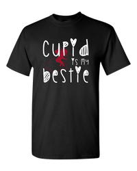 Load image into Gallery viewer, Designs by MyUtopia Shout Out:Cupid Is My Bestie Valentines Day Humor Adult Unisex T-Shirt,S / Black,Adult Unisex T-Shirt
