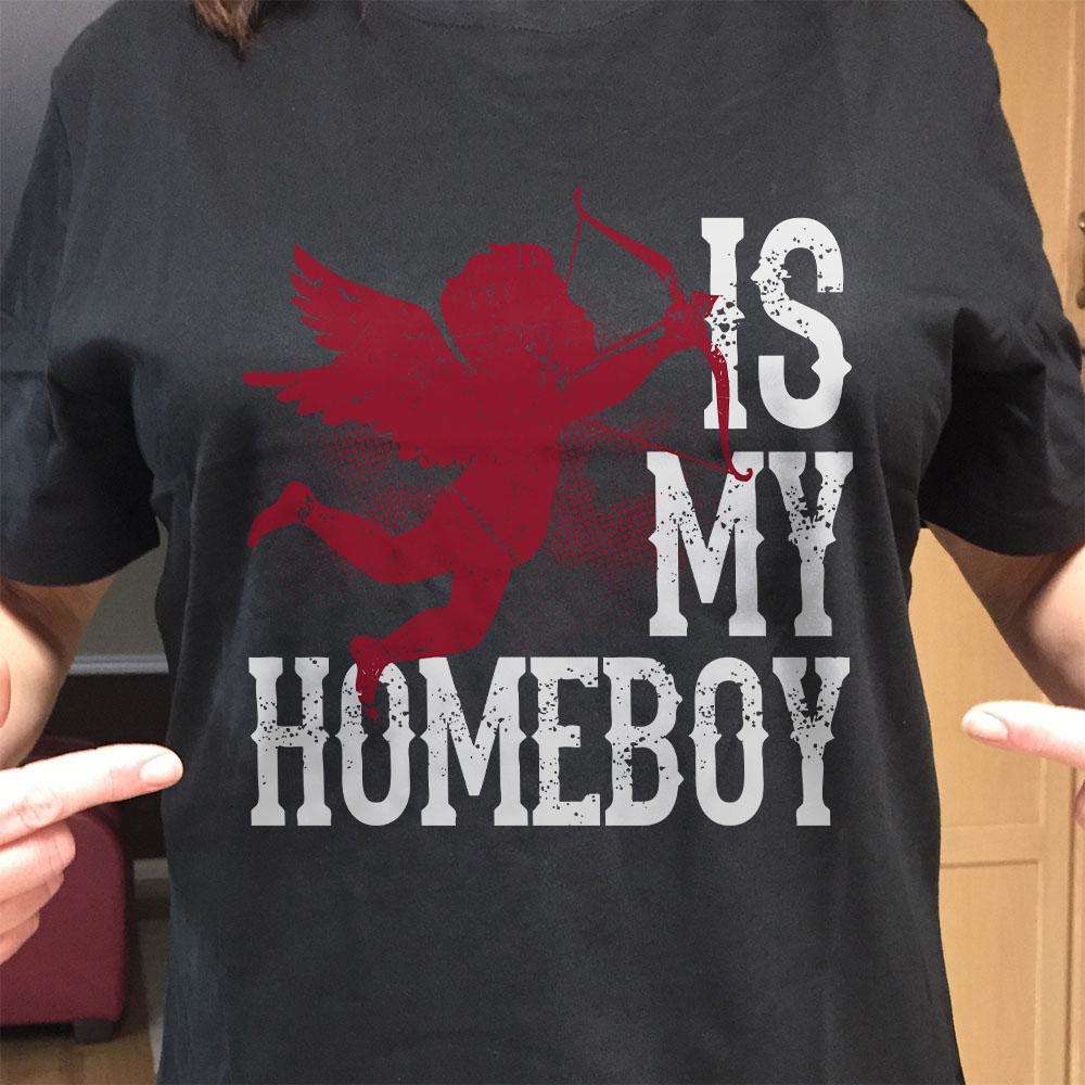 Designs by MyUtopia Shout Out:Cupid Is My Homeboy Valentines Day Humor Adult Unisex T-Shirt