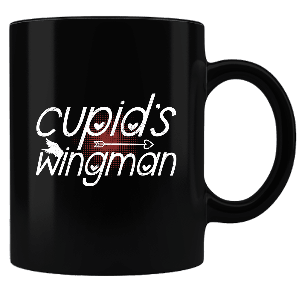 Designs by MyUtopia Shout Out:Cupid's Wingman Valentines Day Gift Humor Ceramic Black Coffee Mug,Default Title,Ceramic Coffee Mug