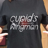 Load image into Gallery viewer, Designs by MyUtopia Shout Out:Cupid&#39;s Wingman Valentines Day Humor Adult Unisex T-Shirt
