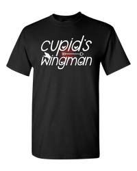 Load image into Gallery viewer, Designs by MyUtopia Shout Out:Cupid&#39;s Wingman Valentines Day Humor Adult Unisex T-Shirt,S / Black,Adult Unisex T-Shirt
