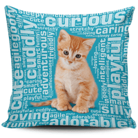 Load image into Gallery viewer, Designs by MyUtopia Shout Out:Curious Kitten Word Cloud Pillowcases,Blue,Pillowcases

