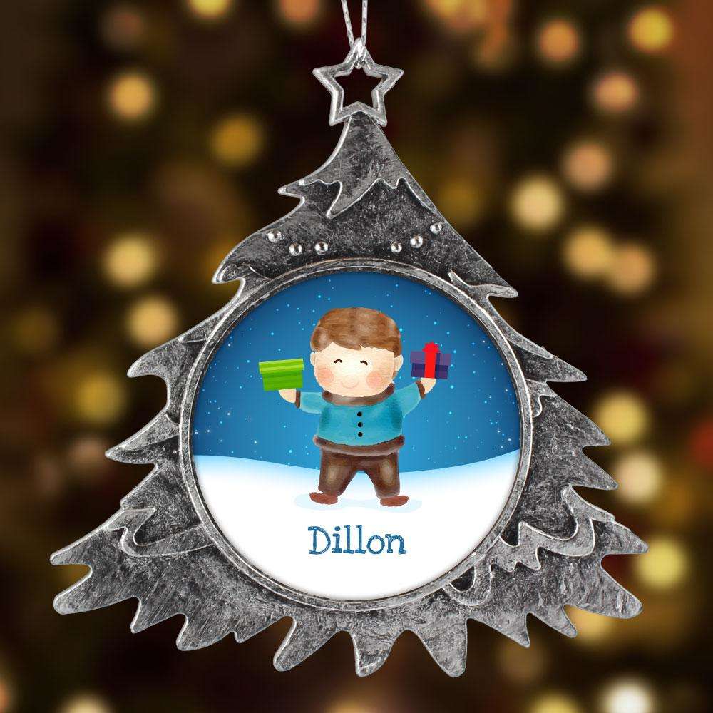 Designs by MyUtopia Shout Out:Cute Boy Personalized Christmas Keepsake Ornament