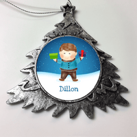 Load image into Gallery viewer, Designs by MyUtopia Shout Out:Cute Boy Personalized Christmas Keepsake Ornament,Christmas Tree,Personalized Christmas Ornament
