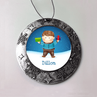 Load image into Gallery viewer, Designs by MyUtopia Shout Out:Cute Boy Personalized Christmas Keepsake Ornament,Round Ornament,Personalized Christmas Ornament
