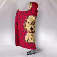 Load image into Gallery viewer, Designs by MyUtopia Shout Out:Cute Dog and Cat on a Field of Paw Prints Premium Vegan Suede Medium Weight Hooded Blanket - Tall (80x60 &amp; 60x45)
