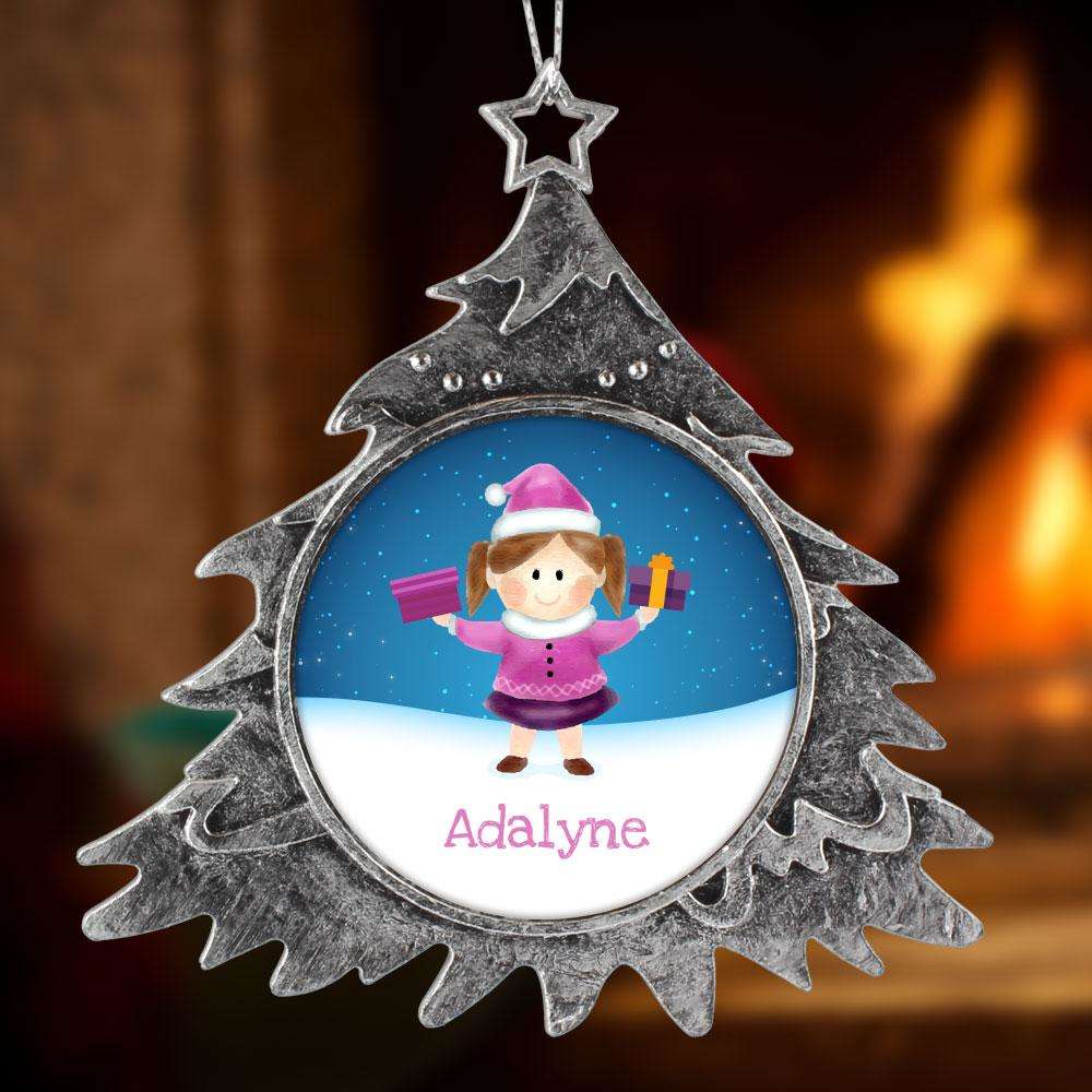 Designs by MyUtopia Shout Out:Cute Girl Personalized Christmas Keepsake Ornament