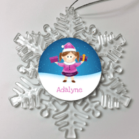Load image into Gallery viewer, Designs by MyUtopia Shout Out:Cute Girl Personalized Christmas Keepsake Ornament,Snow Flake,Personalized Christmas Ornament

