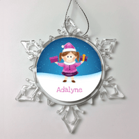 Load image into Gallery viewer, Designs by MyUtopia Shout Out:Cute Girl Personalized Christmas Keepsake Ornament,Snow Crystal,Personalized Christmas Ornament
