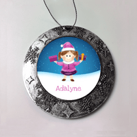 Load image into Gallery viewer, Designs by MyUtopia Shout Out:Cute Girl Personalized Christmas Keepsake Ornament,Round Ornament,Personalized Christmas Ornament
