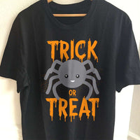 Load image into Gallery viewer, Designs by MyUtopia Shout Out:Cute Spider Trick or Treat Adult Unisex Cotton Short Sleeve T-Shirt,S / Black,Adult Unisex T-Shirt
