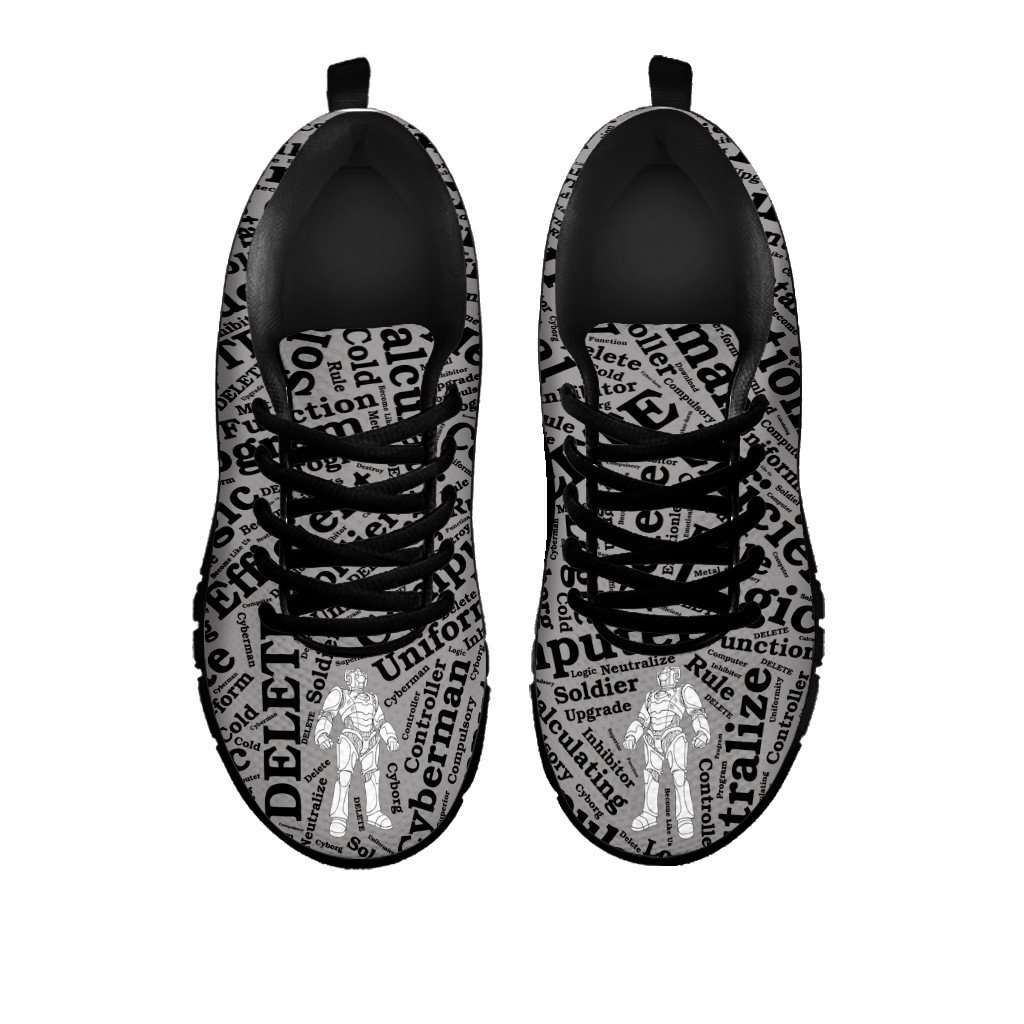 Designs by MyUtopia Shout Out:Cyberman Women's Running Shoes,Womens Black Sole Sneakers - Cyberman / Womens US5 (EU35) / Grey/Black,Running Shoes