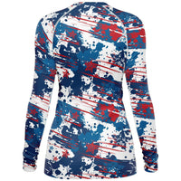 Load image into Gallery viewer, Red White And Blue Pattern Rash Guard Top
