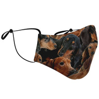 Load image into Gallery viewer, Designs by MyUtopia Shout Out:Dachshund Animal Print Fitted Face mask with Adjustable Ear Loops and filter pocket
