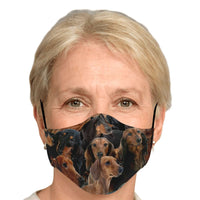 Load image into Gallery viewer, Designs by MyUtopia Shout Out:Dachshund Animal Print Fitted Face mask with Adjustable Ear Loops and filter pocket
