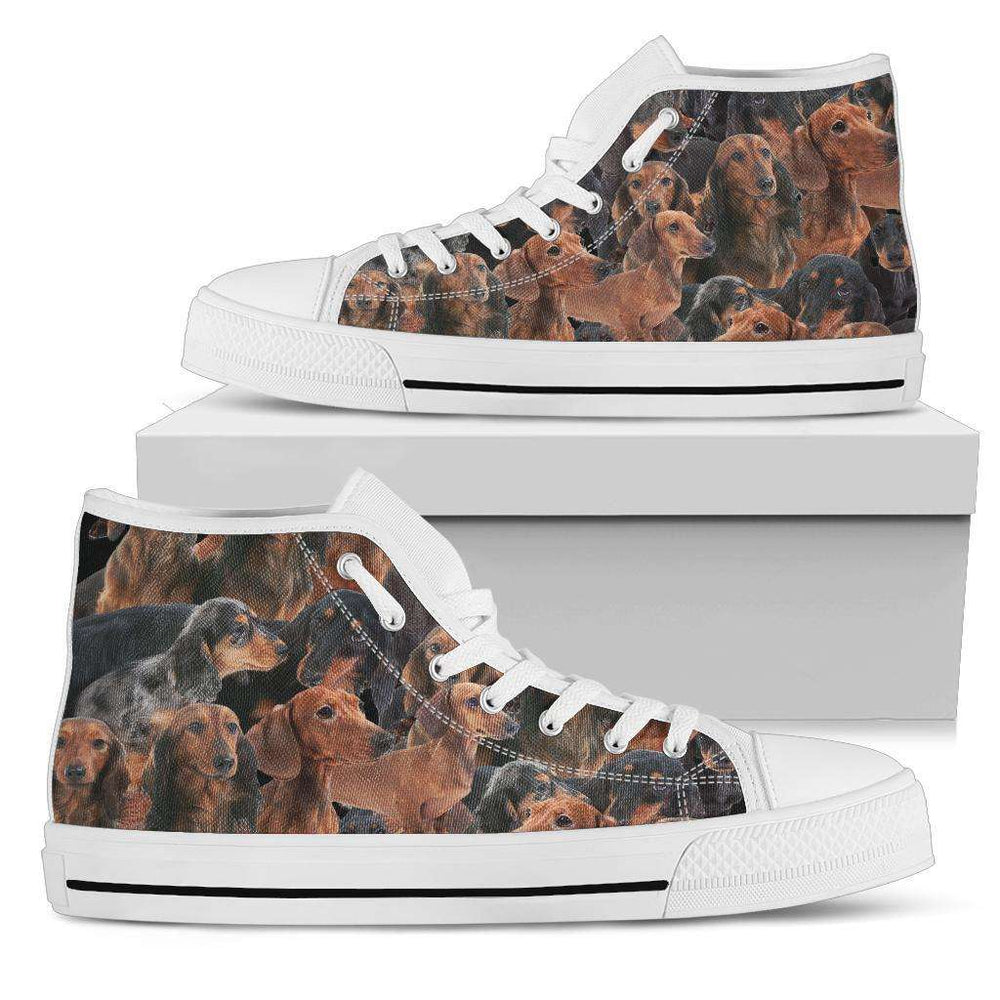 Designs by MyUtopia Shout Out:Dachshund Dog Print Canvas Sneakers,Ladies / Hi Tops / US5.5 (EU36),High Top Sneakers