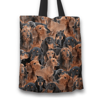 Load image into Gallery viewer, Designs by MyUtopia Shout Out:Dachshund Lovers Fabric Totebag Reusable Shopping Tote
